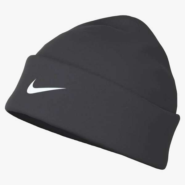 NIKE Dri-FIT-BEANIE Grau mit Swoosh in Weiß