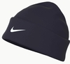 NIKE Dri-FIT-BEANIE Dunkelblau mit Swoosh in Weiß