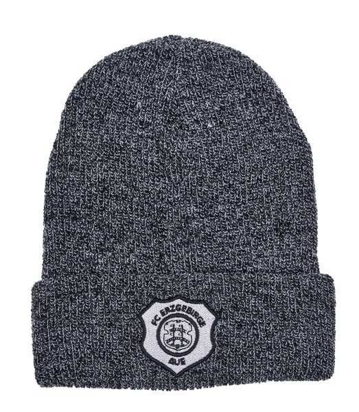 Strick Mütze Bronx Melange/grau Logo schwarz /weiß