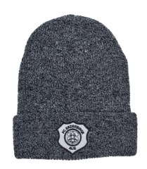 Strick Mütze Bronx Melange/grau Logo schwarz /weiß