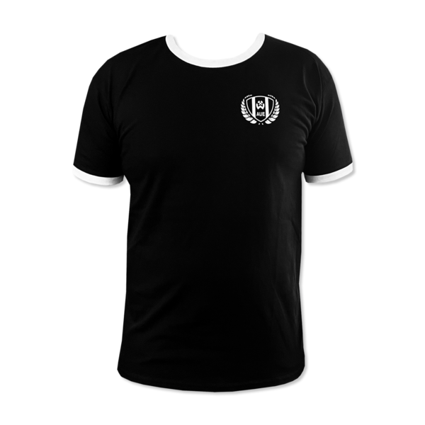 T-Shirt Wismut schwarz mit weißen Bündchen