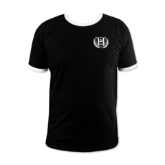 T-Shirt Wismut schwarz mit weißen Bündchen