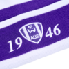 Bronxmütze mit Umschlag Logo Wismut 1946 Streifen Lila/Weiß