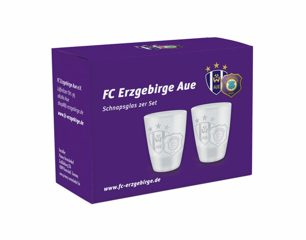 Schnapsglas 2er Set Logo Wismut Aue/ FC Erzgebirge Aue